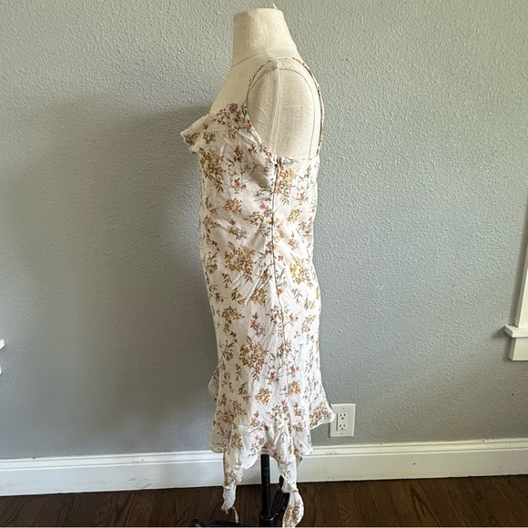 Slip Floral Dress Size Medium Assymetrical Ruffle Hem Cowl Neck - Picture 3 of 6